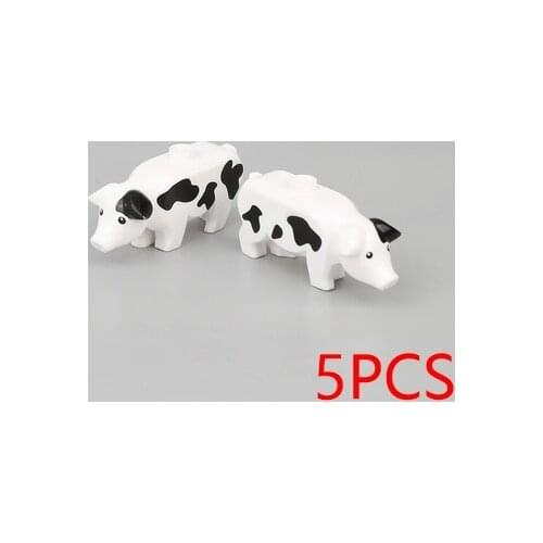[MOC Hub] Pig Animals Building Blocks Brick Horse Crocodile Gorilla Tiger Kids Toys Animal Lockings Figures Assemble