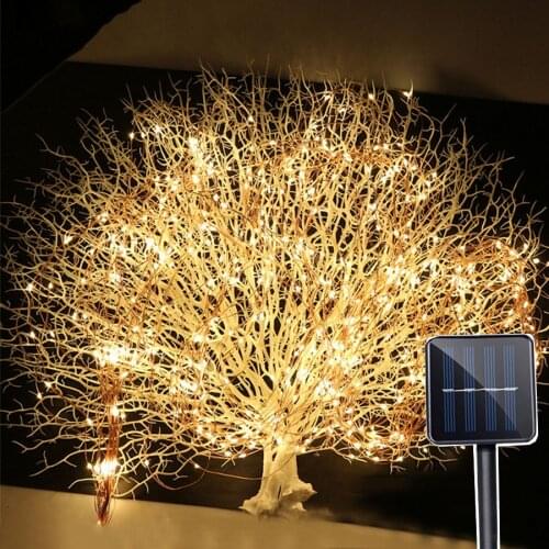 5 Branch Copper Wire Solar lights Fairy LED String Light 2X10M 200LED Tree Vines Branch Outdoor Garden Waterfall Icicle Light