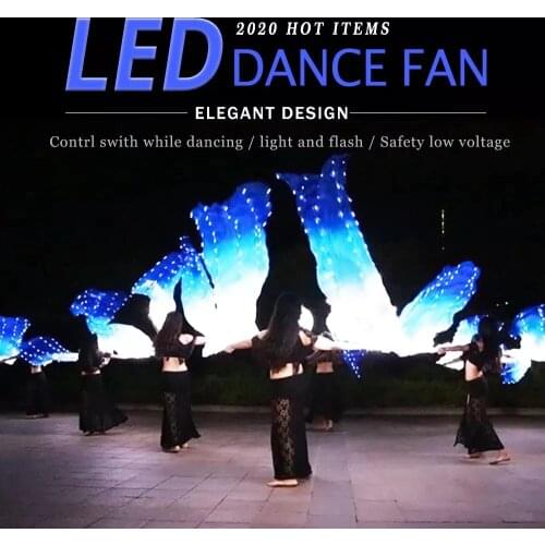Led Silk Fan Veil Bellydance Fan Veils Silk LED Light Show White Blue Prop Accessories Belly Dance Stage Performance