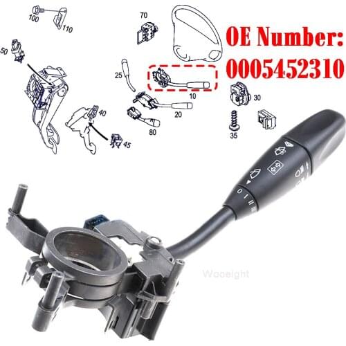 Wooeight 0005452310 5 Pin Steering Column Indicator Front Wiper Washer Stalk Switch Fit for Mercedes Benz C CLK Class W203 W209