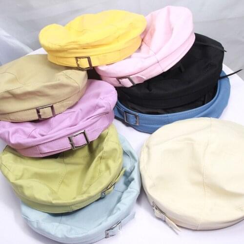 Womens Fashion Summer Thin Japanese British Retro Octagonal Womens Ins Style Artistic All-Match Solid Color Painter Beret