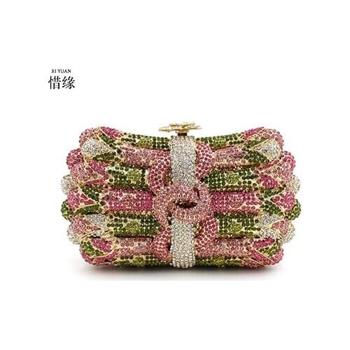 XIYUAN Women Small Gold/Silver Color Evening Bags Crystal Clutch Bag Purses Wedding Rhinestone Handbags Bridal Handbag Purse