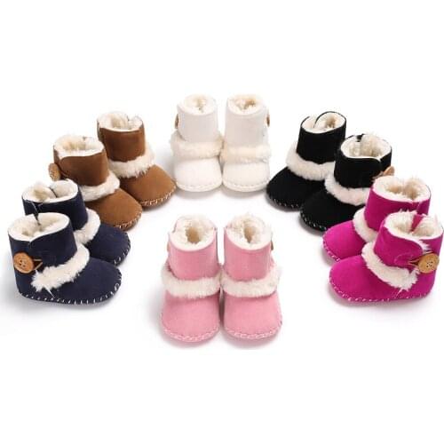 0-1 Year Old Long Tube Plush Shoes Winter Mens And Womens Baby Warm Shoes Half Rubber Sole Anti-skiing Boots Toddler Shoes