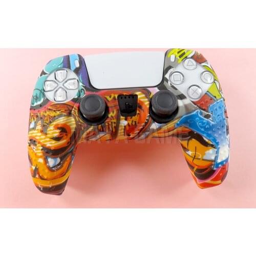 1pc For PS5 Water Transfer Printing Silicone Case Controller Skin Guard with Dot for PlayStation 5 Colorful