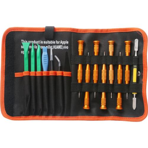 15 in 1 Reapir Tool Bag Screwdriver Set ESD Tweezers Spudger for iPhone iPad MacBook Laptop Tablet Mobile Phone Repair Tools Kit