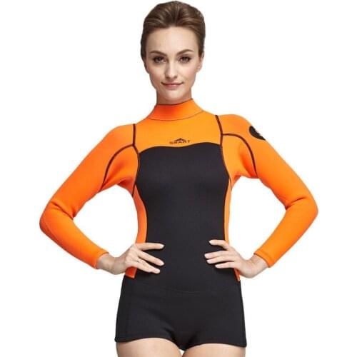 2017 Sun-protection Long Sleeve 2mm Neoprene Swimwear Rash Guard One Piece Wetsuit Women Winter Warm Surf Diving Wet Suits 2XL