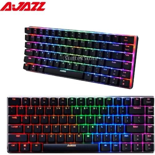 2020 Ajazz AK33 Mechanical Gaming Keyboard Blue Switch 82 Keys Wired Keyboard for PC Games with Ergonomic Cool LED Backlit NEW
