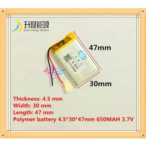 3.7V 650mAh 453047 polymer thium ion battery Bluetooth MP3 MP4 GPS sound card beauty instrument