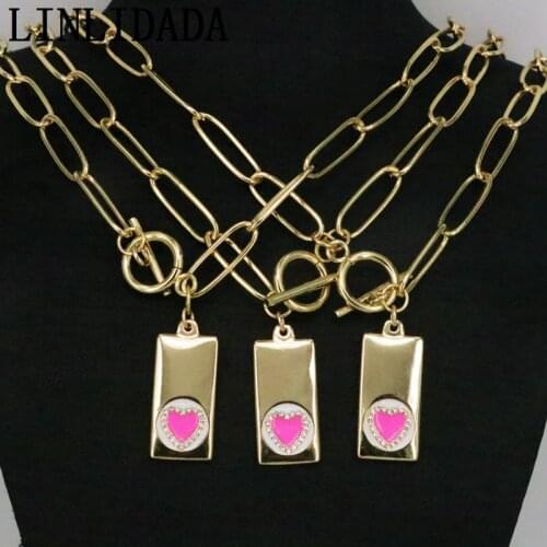 5Pcs Fashion Gold Color Heart Rectangle Pendant Necklaces For Women Link Chain Choker Necklace Fashion 2021 Jewelry