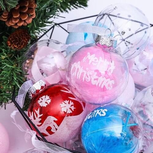 8cm Tranparent Shattproof Christmas Balls 12pcs/lot PET Hanging-Ball 2020 Christmas ornament Decoration Clear Bauble Xmas Decor