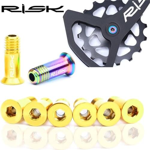 2PCS Risk Titanium Alloy M5*14.2mm Bicycle Cycling Bolts Hollow Super Light MTB Road Bike Rear Derailleur Jockey Pulley Screws