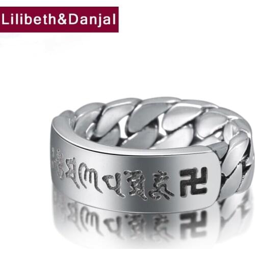 Buddha Couple Ring 100% Real 925 Sterling Silver fine Jewelry for men women Mantra Heart Sutra Lucky Ring 2018 accessories R84