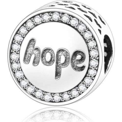 Wholesale Price Mothers Day Collection Jewelry Gift 925 Sterling Silver Round Charm Hope Bead Fit Charm Bracelets DIY Berloque