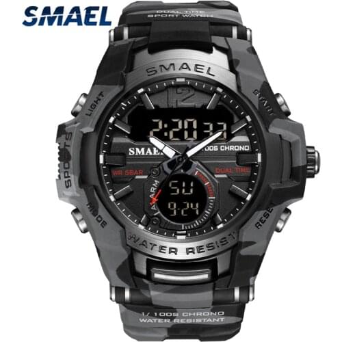 SMAEL Mens Military Sports Waterproof Watches Top Luxury Brand Men Quartz Digital Wrist Watch Dual Display Relogio Masculino