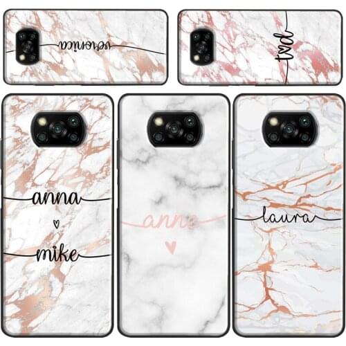 ROSE GOLD MARBLE CUSTOM NAME INITIALS Case For Xiaomi Redmi Note 8 9 Pro A 9C 8T 9S Poco X3 Redmi K30 Ultra Mi Note 10 Lite 9T