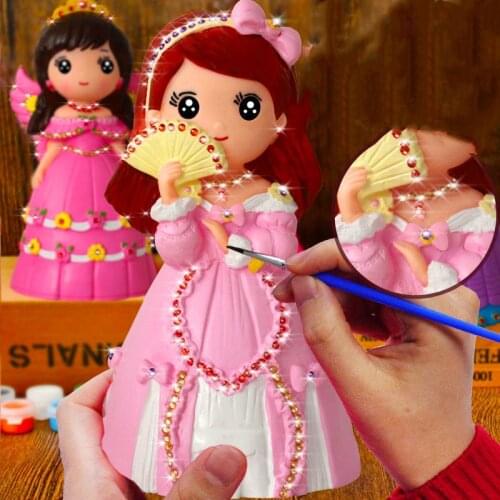 Handmade kids 3d toy khaychirok baby non-plaster doll painted paint piggy bank white shape children hand drawn