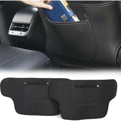 For Tesla Model 3 Seat Back Mat Storage Box Anti-Kick Pad Leather Rear Seat Back Protection Pedal Interior Accessories