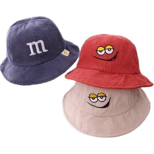 Doitbest 2 to 5 years old boy girl Bucket fishing Hats autumn Corduroy smiley Spring kids children fisherman hat