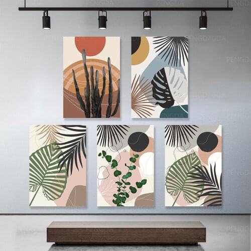 HD Print Modern Modular Green Leaves Plant Cactus Poster Canvas Painting Frames Simple Style Picture Home Bedroom Wall Art Decor