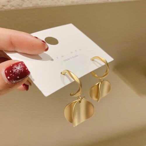 OLIRAFT 2021 Classic Arc Disc Sub Gold Unusual Dangle Earrings For Woman Korean Fashion Jewelry Party Girls Gifts