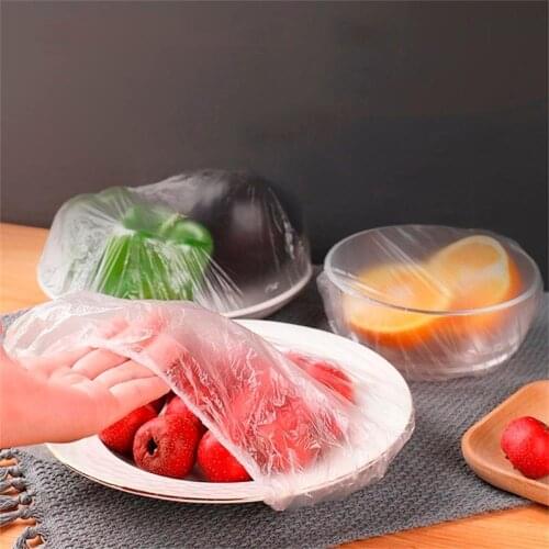 100PCS/Disposable Food Cover Plastic Wrap Elastic Food Lids For Fruit Bowls Cups Caps Storage Kitchen Fresh Keeping Saver Bag