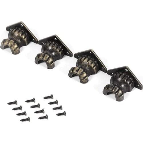 Zinc Alloy Furniture Legs Antique Brass Corner Guard Retro Box Furniture Foot Jewelry Box Corner Guard 4 Pieces