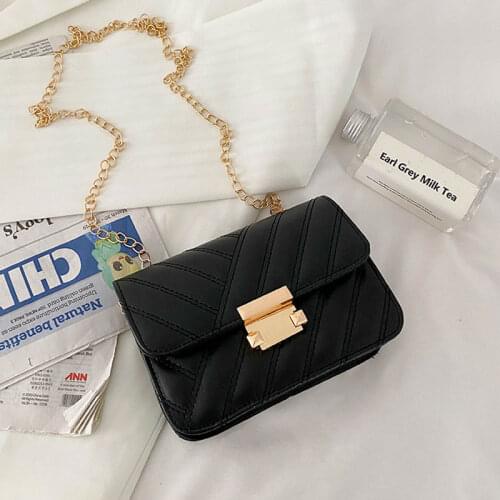 Fashion Chain Strap Handbags For Women Summer Pu Leather Shoulder Bag Solid Color Female Crossbody Bag Small Square Ladies Bag
