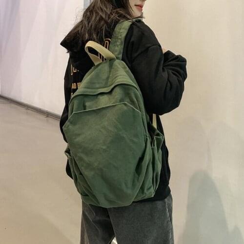 Teenager Korean Style Fast Fashion Cotton Backpack 2021 Student Casual Tide High Street Canvas Fabric School Book Daily Daypack