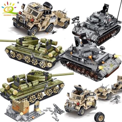 Mould King Military Series Panzer Chariot Missile Tractor Building Blocks IV Tank Soldier Figures Toys Bricks For Child