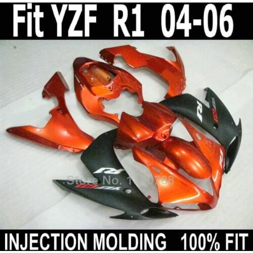 ABS plastic fairings for Yamaha injection molded YZF R1 2004 2005 2006 orange black fairing kit YZFR1 04 05 06 NV41
