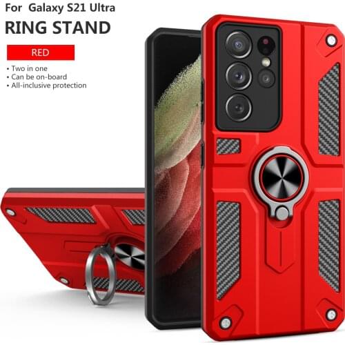 KEYSION Shockproof Case For Samsung S21 Ultra S21 + Plus S21 S20 FE Ring Stand Back Cover For Galaxy A82 A72 A52 A42 A32 A22 A12