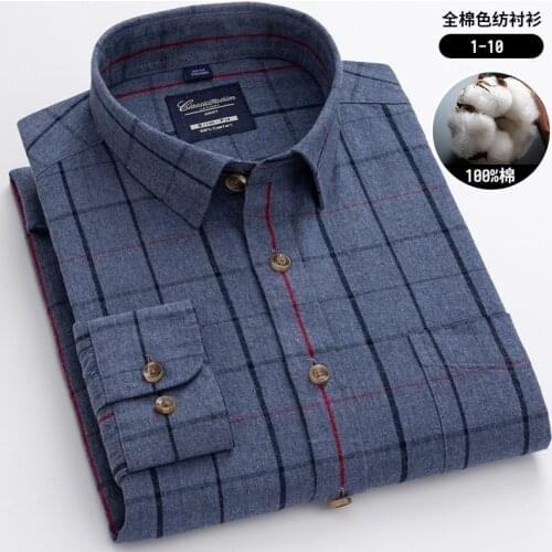 Men Shirt 100% Cotton Longsleeve Shirt for Men Plaid Shirt Button Down Shirts for Men Streetwear Mens Fashion Clothing Trends
