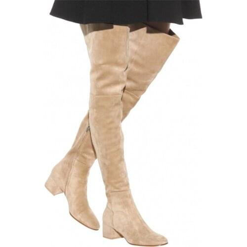 Fashion Winter Thigh High Boots Women Autumn Over The Knee Boots For Women Suede Thick Heels Shoes Women Fashion Botines Mujer