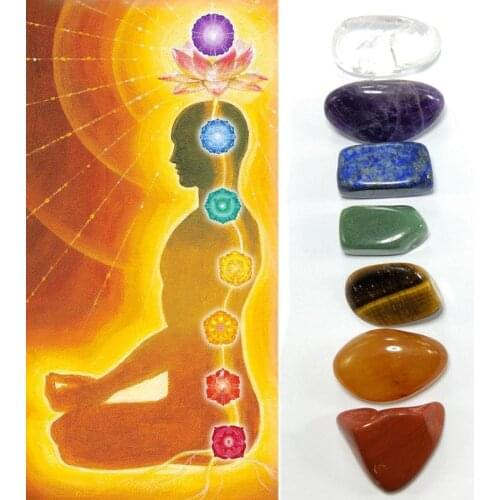 Seven Chakra Stone 7 Colors Set Yoga Chakra Irregular Reiki Healing Crystals Stone Polished Individual Stones Charm Jewelry Gift
