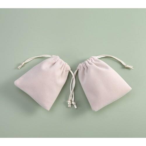 Jewelry Packaging Bags Personalized Drawstring Velvet Bag Beige Chic Small Wedding Party Pouch Christmas Birthday Gift Bags