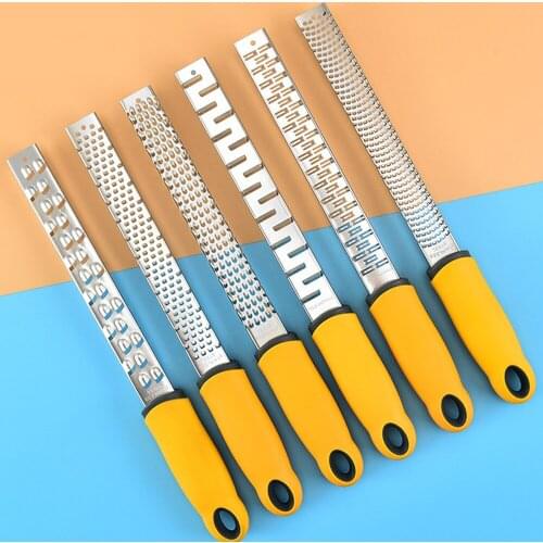 1Pcs Lemon Slicer Multifunctional 304 Stainless Steel Cheese Gouging Cheese Graters Random Color Non-slip Handle Tooth Shapes