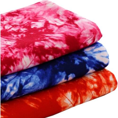 Polyester Spandex Jersey Fabric Navy Tie Dye Style Print Fabric 45*165cm TJ1300