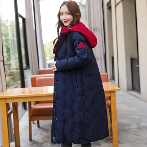High Quality Thicken Women Winter Jacket Hooded False Two Pieces X-Long Female Coat X-long Plus Size Solid Thick Womens Parkas