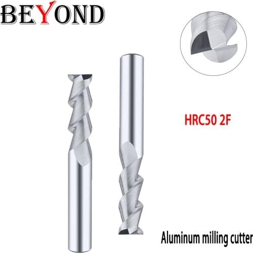 BEYOND Carbide Aluminum Milling Cutter 2Flutes Tungsten Steel End Mills CNC Machine Woodworking Lathe Tools