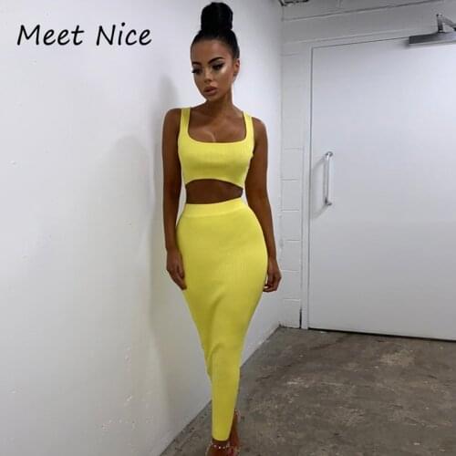 2 Two Piece Set Women Crop Tops and Skirt Set Hot Pink Sexy O Neck Casual Short Top Clubwear Womens Sets conjunto feminino