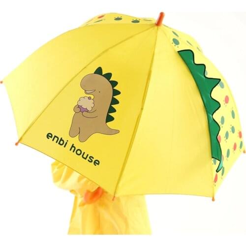 Cute Cartoon Kids Umbrella Long-Handled 3D Ear Modeling Little Dinosaur Children Childrens Umbrella For Boys Girls 16K Sunshade