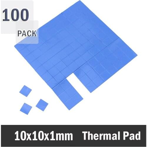 100pcs 10X10x1MM 10MM Conductive Tthermal Pad GPU CPU SMD DIP IC Chip Heatsink Thermal Pad