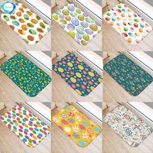 40x60cm Easter Doormats Bunny Eggs Flower Cute Rabbit Easter Decor Floor Mat Entrance Door Mats Non Slip Home Easter Day Decor