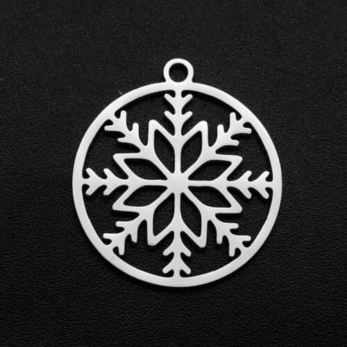 5pcs/lot 100% Stainless Steel 22x20mm Snowflake DIY Charm Earring Finding Wholesale Jewelry Bracelet Making Charms