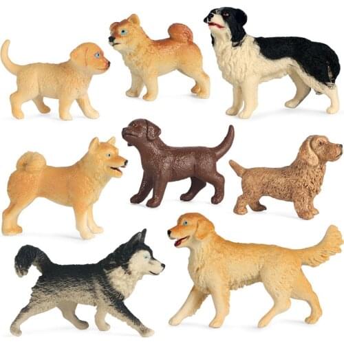8pc/Set Children Simulation Mini Dog Toy Model Static Golden Retriever Shiba Inu Husky Set Cake Car Decoration