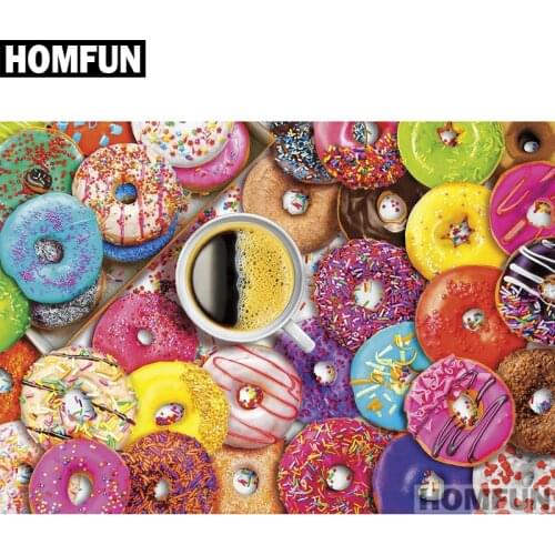HOMFUN Full Square/Round Drill 5D DIY Diamond Painting "Donut & coffee" Embroidery Cross Stitch 5D Home Decor Gift A01755