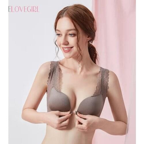 Seamless Lingerie Push Up Bras Comfortable Wireless Sexy Lace Front Closure Bra Underwear Women Bralette Brasieres