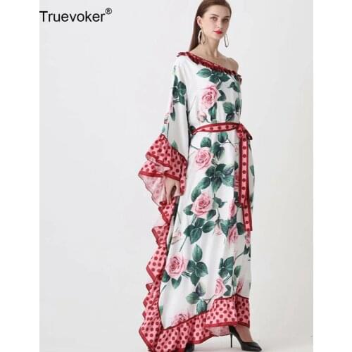 Designer Maxi Long Party Dresses Womens Stylish One Shoulder Holiday Long Robe Rose Flower Printed Festa Vestidos