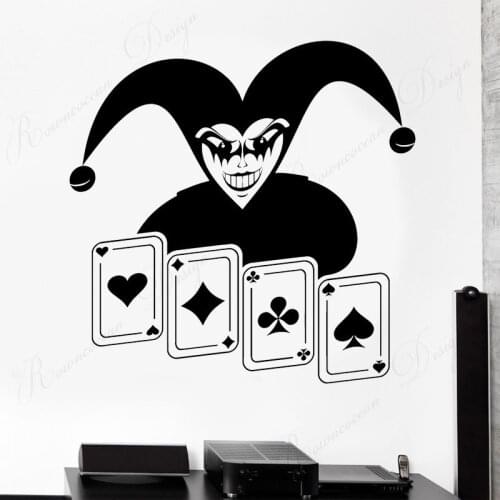 Joker Poker Card Casino Gambling Vinyl Home Decor Wall Sticker Chess Room Bedroom Decoration Decals Wallpaper Mural 4328