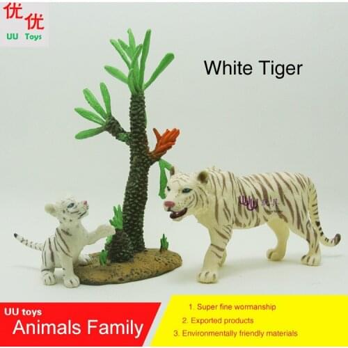 Hot toys: White Tiger family pack Simulation model Animals kids toys children educational props Action Figures